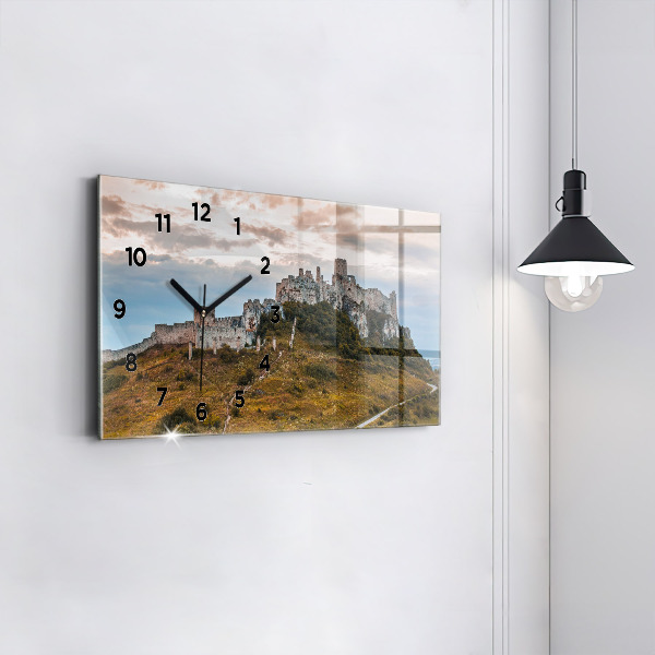 Glass wall clock rectangular Spiš Castle in Slovakia