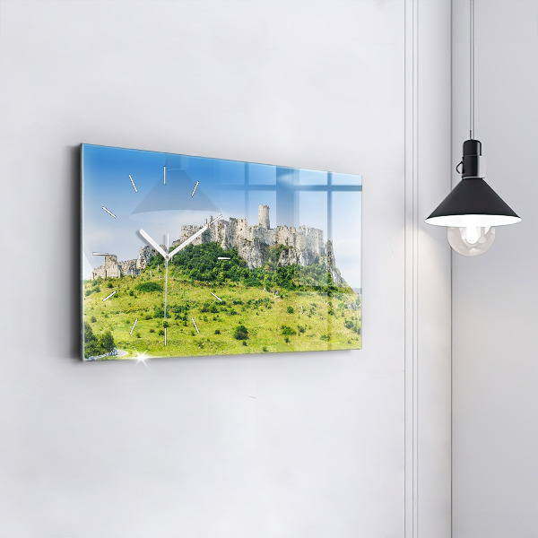Glass wall clock rectangular Spiš Castle in Slovakia