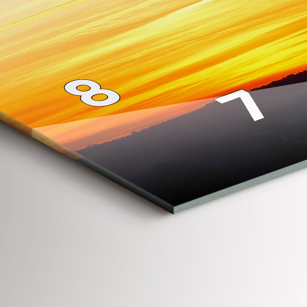 Glass wall clock rectangular Building and sunset