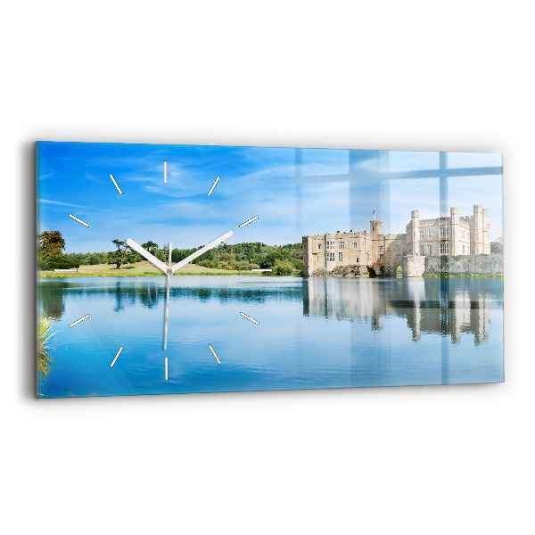 Glass wall clock rectangular Leeds Castle