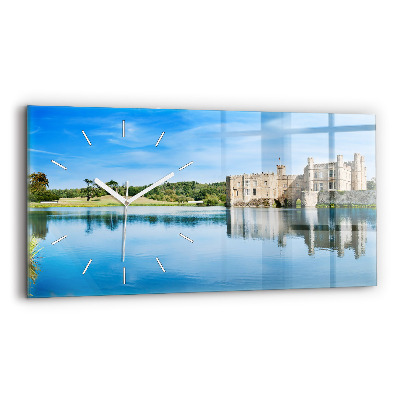 Glass wall clock rectangular Leeds Castle