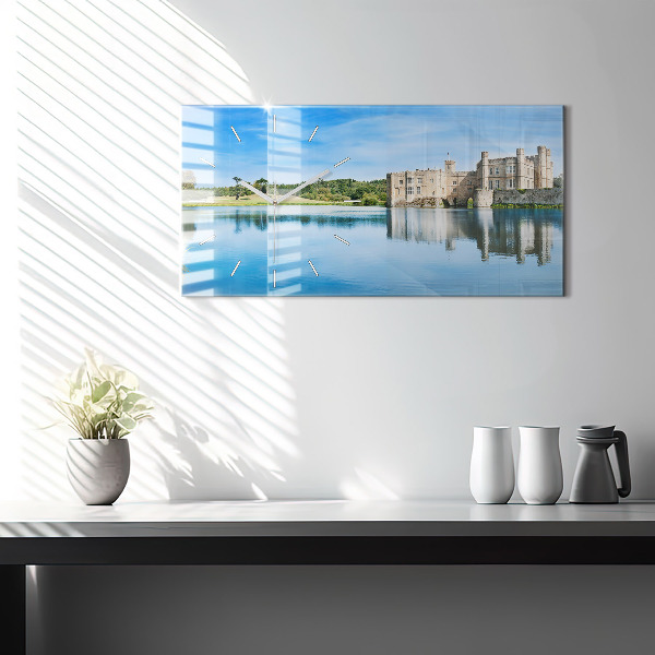 Glass wall clock rectangular Leeds Castle