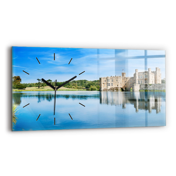Glass wall clock rectangular Leeds Castle