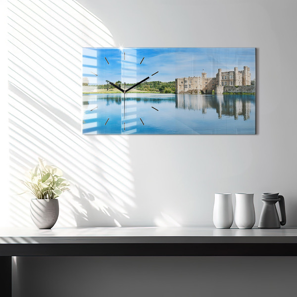 Glass wall clock rectangular Leeds Castle