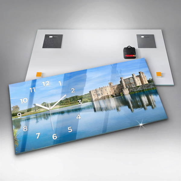 Glass wall clock rectangular Leeds Castle