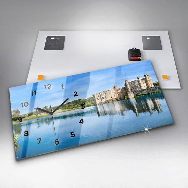Glass wall clock rectangular Leeds Castle