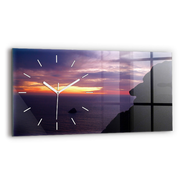 Glass wall clock rectangular Stone head
