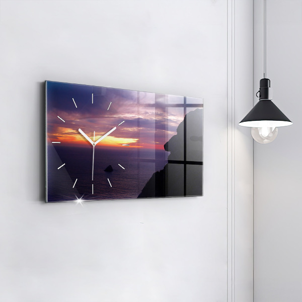 Glass wall clock rectangular Stone head