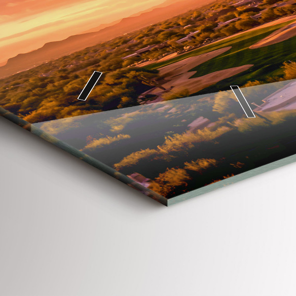 Glass wall clock rectangular North Scottsdale Sunset