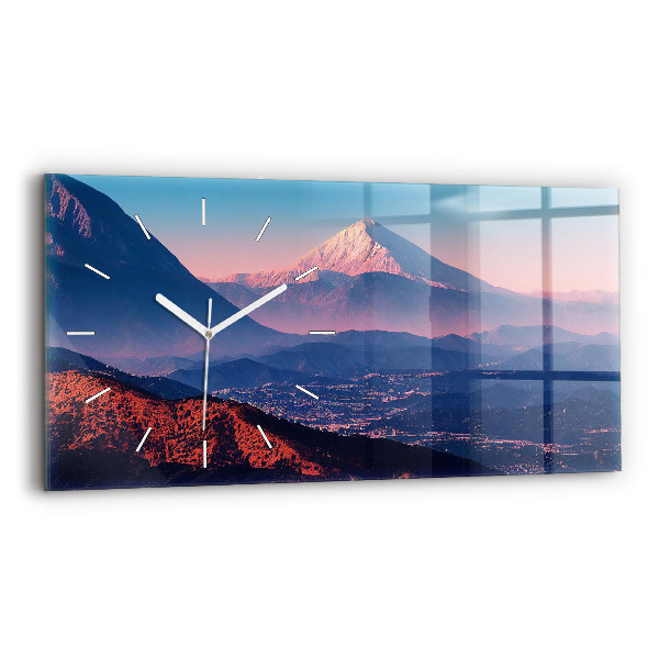 Glass wall clock rectangular Mountains in San Antonio USA