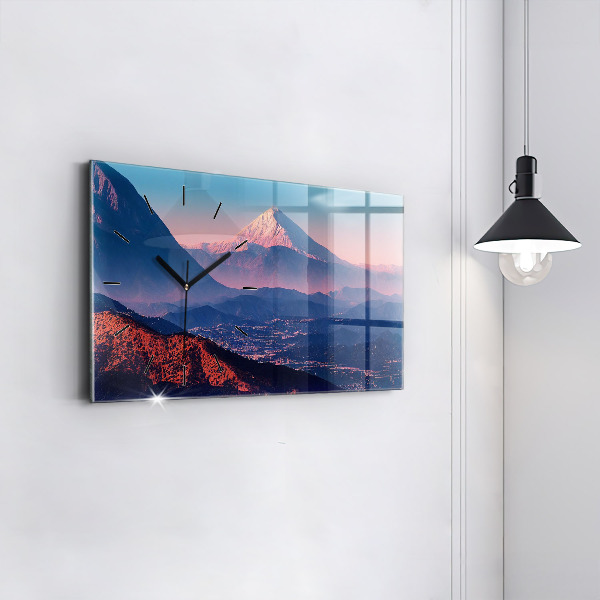 Glass wall clock rectangular Mountains in San Antonio USA
