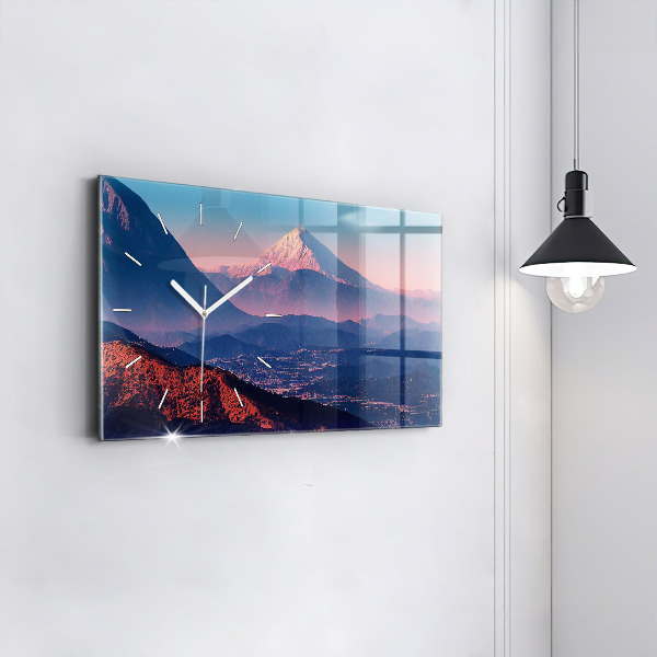 Glass wall clock rectangular Mountains in San Antonio USA