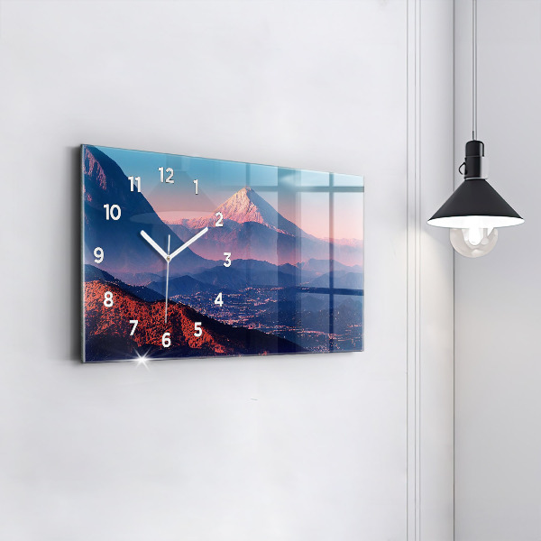 Glass wall clock rectangular Mountains in San Antonio USA