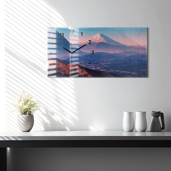 Glass wall clock rectangular Mountains in San Antonio USA