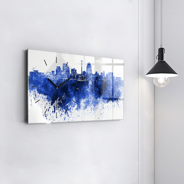 Glass wall clock rectangular San Antonio Watercolors