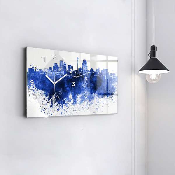 Glass wall clock rectangular San Antonio Watercolors