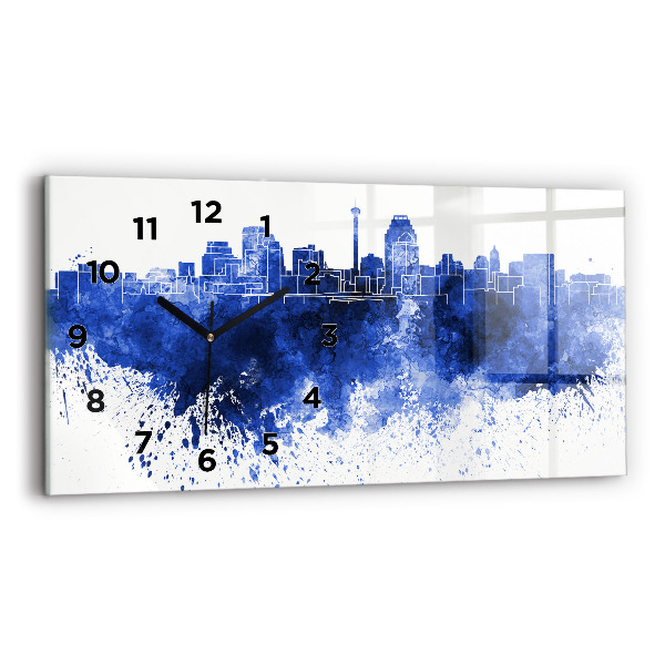 Glass wall clock rectangular San Antonio Watercolors