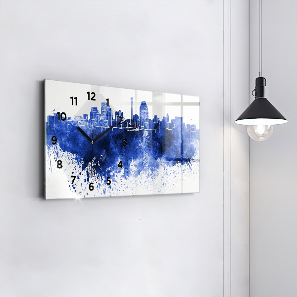 Glass wall clock rectangular San Antonio Watercolors
