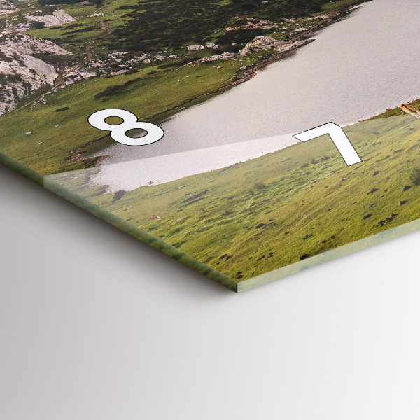Glass wall clock rectangular Lake and Pyrenees Mountains