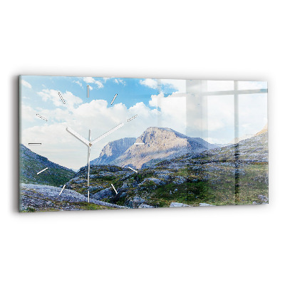 Glass wall clock rectangular Rocky Landscape
