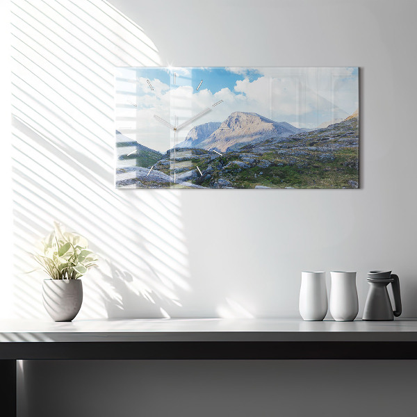 Glass wall clock rectangular Rocky Landscape