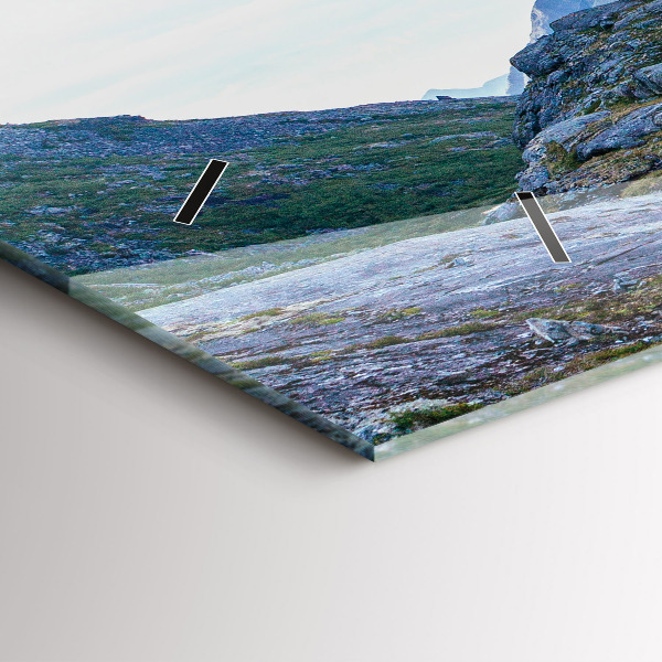 Glass wall clock rectangular Rocky Landscape