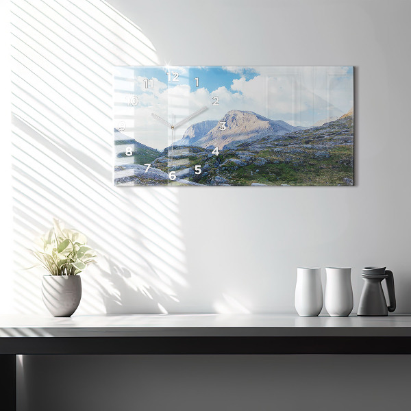 Glass wall clock rectangular Rocky Landscape