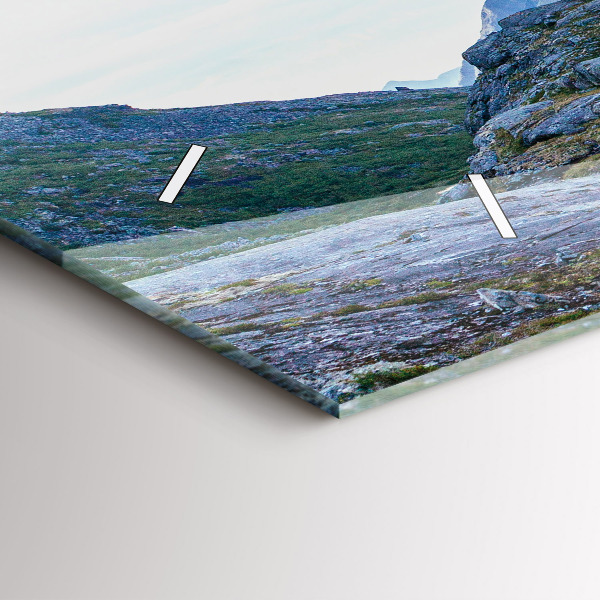 Glass wall clock rectangular Rocky Landscape
