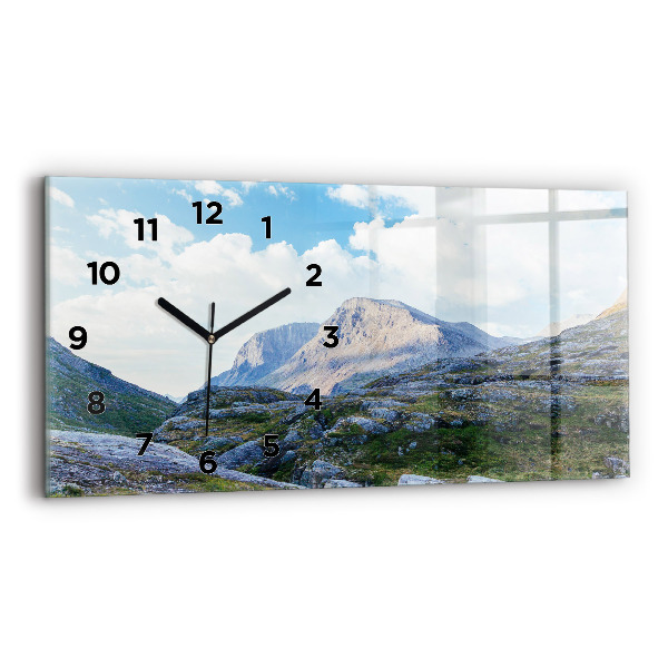 Glass wall clock rectangular Rocky Landscape