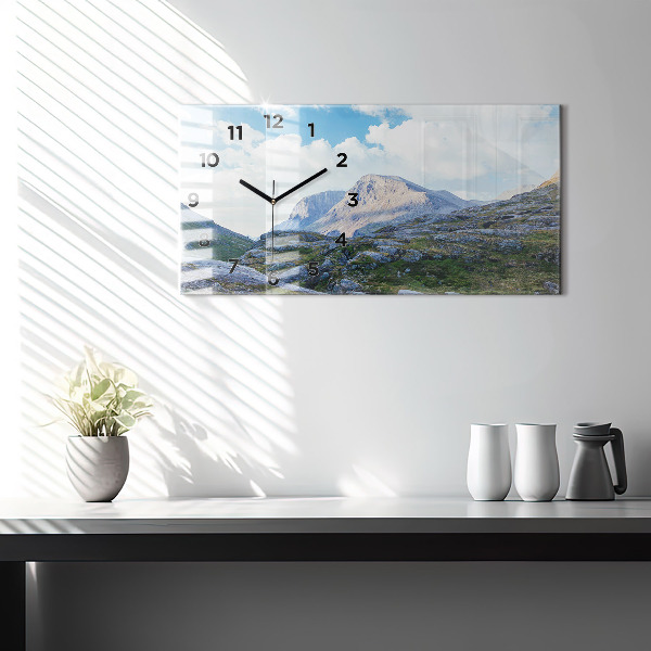 Glass wall clock rectangular Rocky Landscape