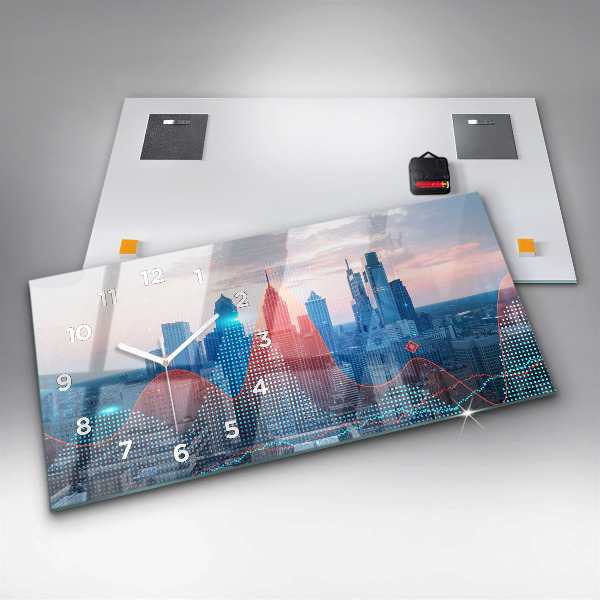 Glass wall clock rectangular Skyscrapers in Philadelphia