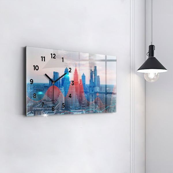 Glass wall clock rectangular Skyscrapers in Philadelphia