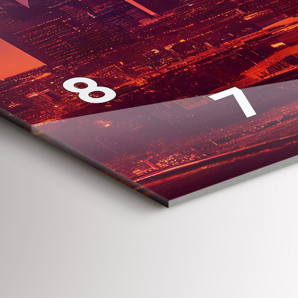 Glass wall clock rectangular Philadelphia City at Night