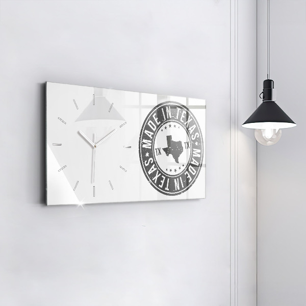 Glass wall clock rectangular Texas stamp