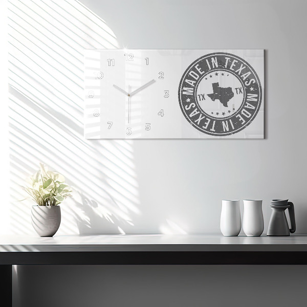 Glass wall clock rectangular Texas stamp
