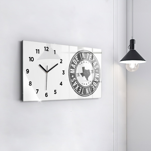 Glass wall clock rectangular Texas stamp