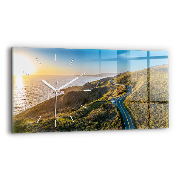 Glass wall clock rectangular The Road to San Francisco