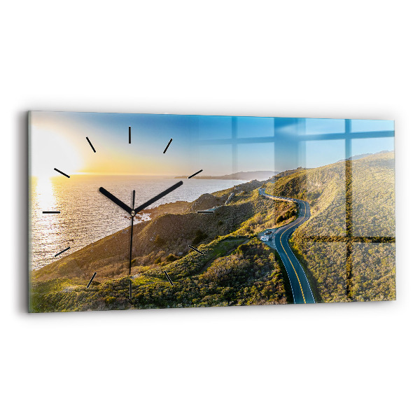 Glass wall clock rectangular The Road to San Francisco