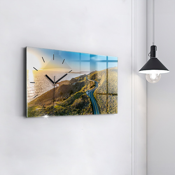 Glass wall clock rectangular The Road to San Francisco