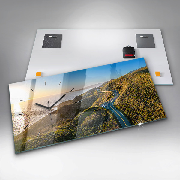 Glass wall clock rectangular The Road to San Francisco