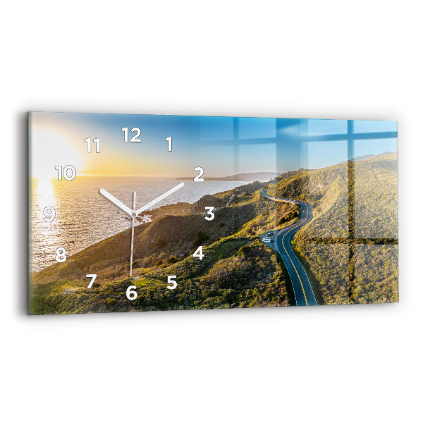 Glass wall clock rectangular The Road to San Francisco