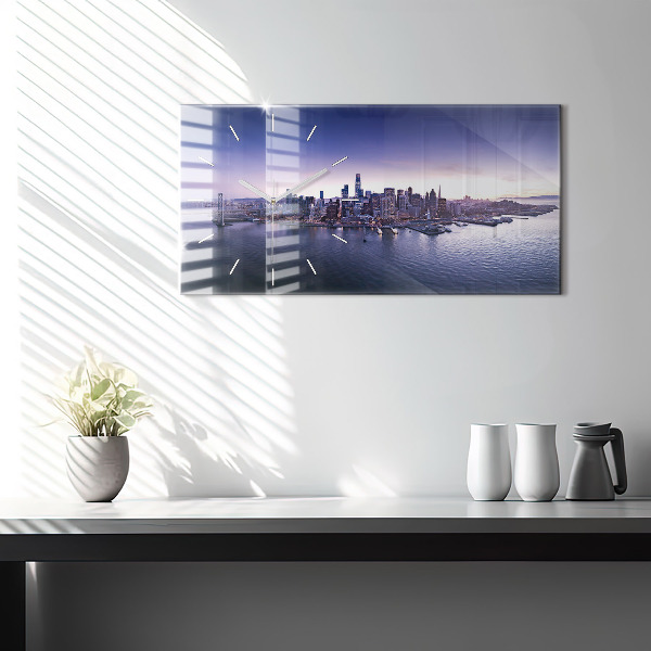 Glass wall clock rectangular View of San Francisco