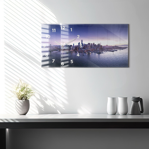 Glass wall clock rectangular View of San Francisco