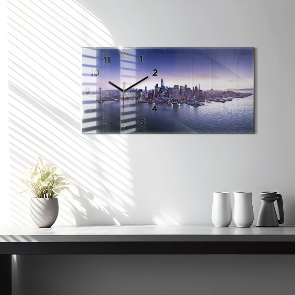 Glass wall clock rectangular View of San Francisco
