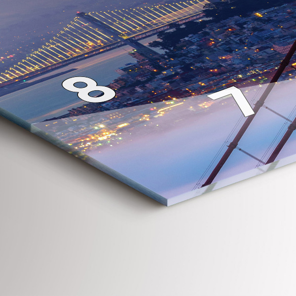 Glass wall clock rectangular San Francisco Bridge