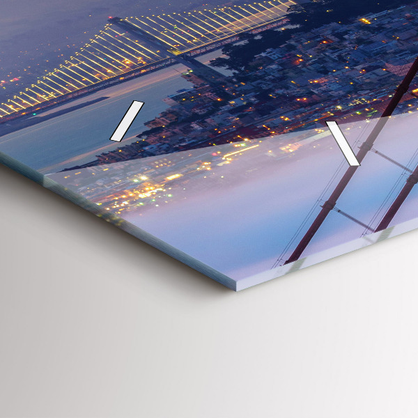 Glass wall clock rectangular San Francisco Bridge