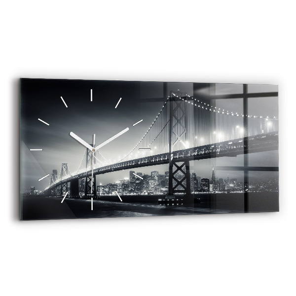 Glass wall clock rectangular San Francisco Bridge at Night