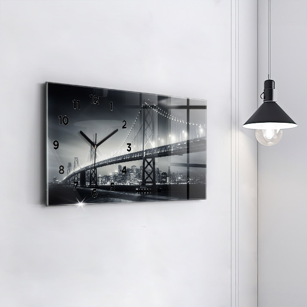 Glass wall clock rectangular San Francisco Bridge at Night
