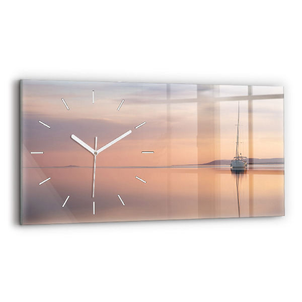 Glass wall clock rectangular Lake Balaton USA
