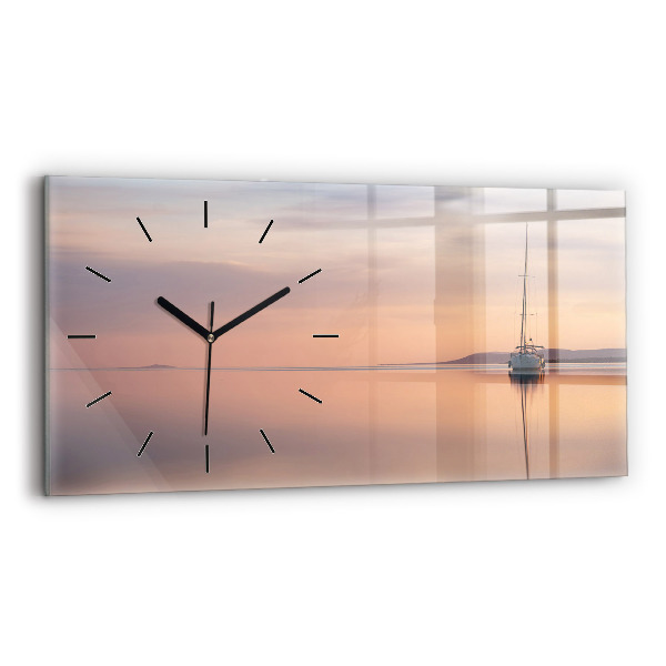 Glass wall clock rectangular Lake Balaton USA